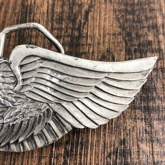 VTG Belt Buckle Flying Eagle Western Rugged Rustic USA 1980 Indiana Metal Craft - Picture 4 of 11